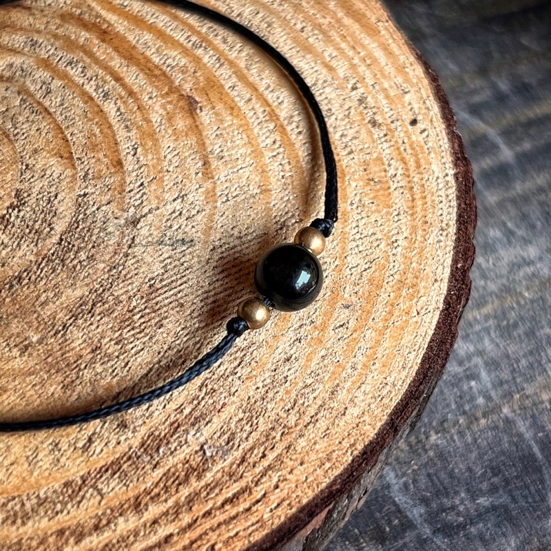 🇲🇽「強大保護石」黑曜石南美蠟繩手鏈。Obsidian Bracelet:圖片 3