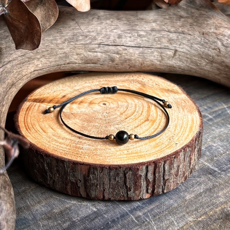 🇲🇽「強大保護石」黑曜石南美蠟繩手鏈。Obsidian Bracelet:圖片 2