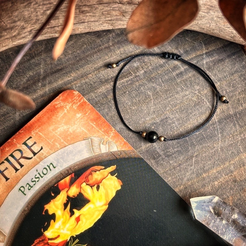 🇲🇽「強大保護石」黑曜石南美蠟繩手鏈。Obsidian Bracelet