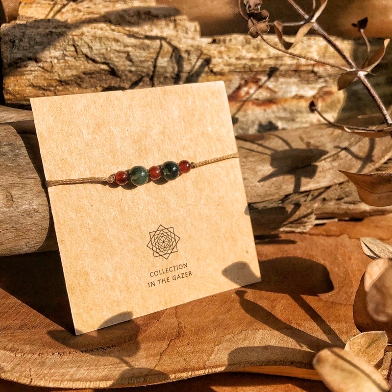 🇧🇷「自信與堅定」水草瑪瑙&橙石榴石防水蠟繩手鏈。Ocean Grass Agate & Mandarin garnet:圖片 2