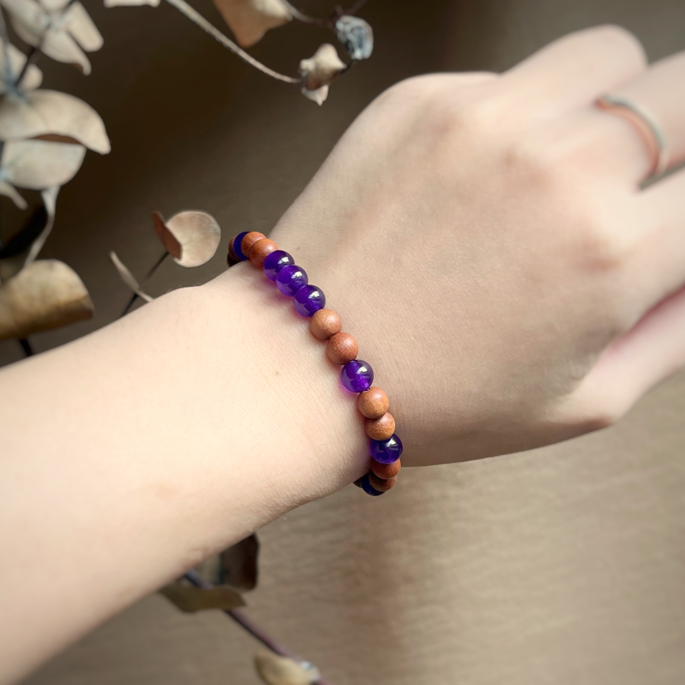🇮🇳紫玉髓·印度檀香木手鍊Violitde & Santalum Album Bracelet:圖片 4