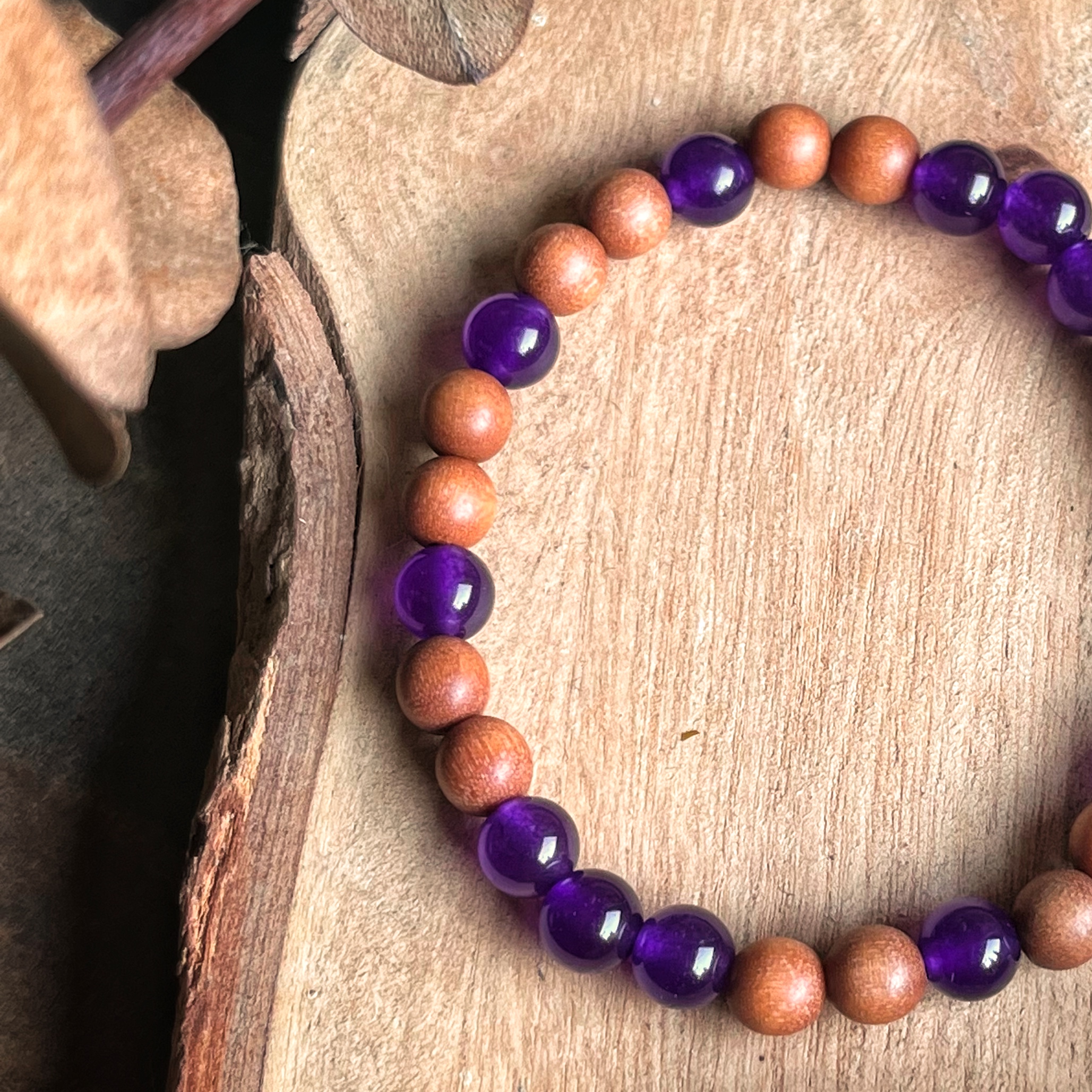 🇮🇳紫玉髓·印度檀香木手鍊Violitde & Santalum Album Bracelet:圖片 3