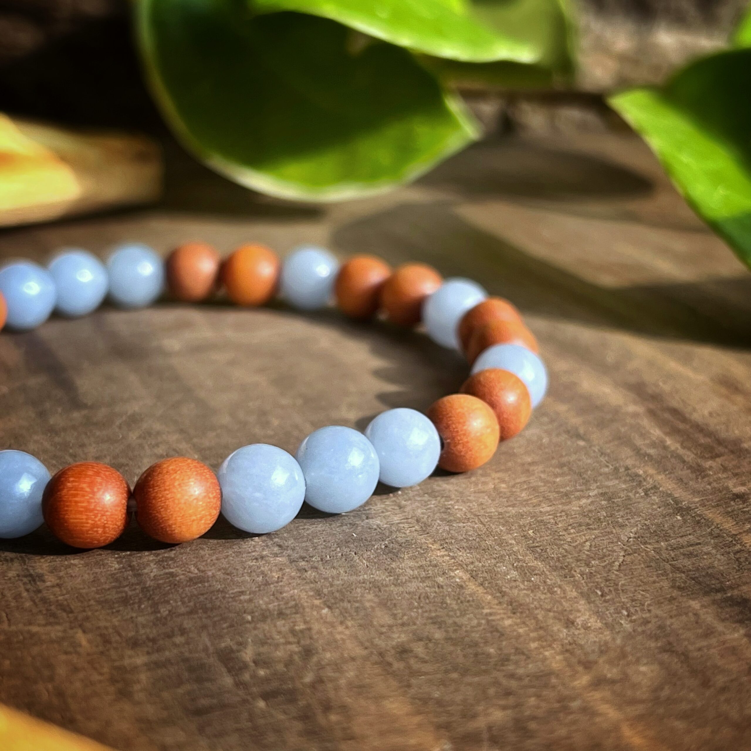 🇮🇳秘魯天使石·印度檀香木手鍊Angelite & Santalum Album Bracelet:圖片 3