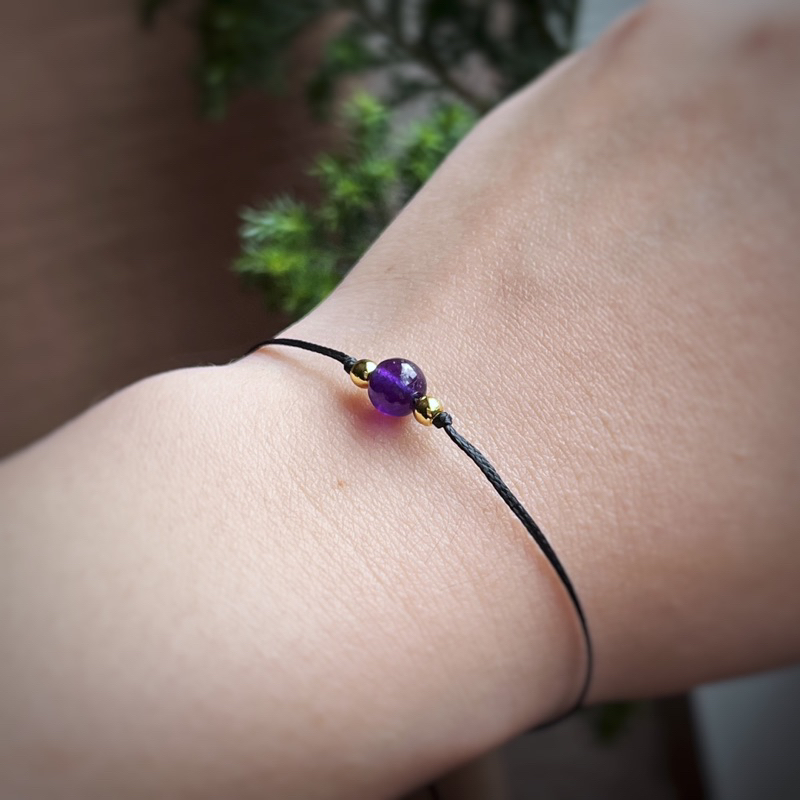🇧🇷「喜悅之石」紫玉髓南美蠟繩手鍊。 Purple Chalcedony Bracelet:圖片 3