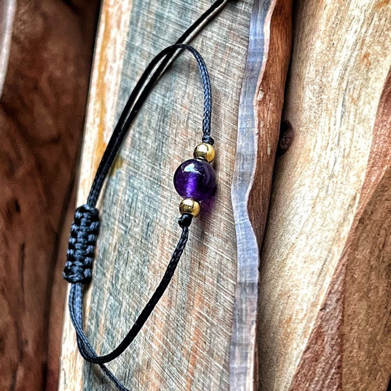 🇧🇷「喜悅之石」紫玉髓南美蠟繩手鍊。 Purple Chalcedony Bracelet:圖片 2