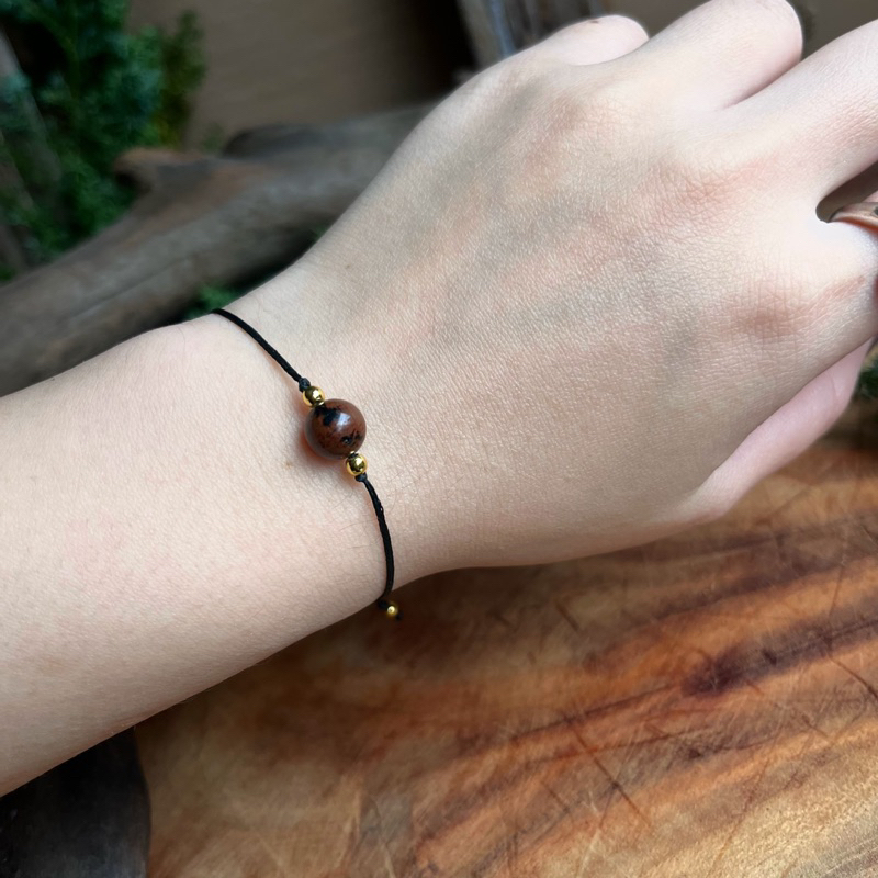 🇲🇽「靈魂幫浦」墨西哥紅木黑曜石南美蠟繩手鏈。 Mahogany Obsidian Bracelet:圖片 4