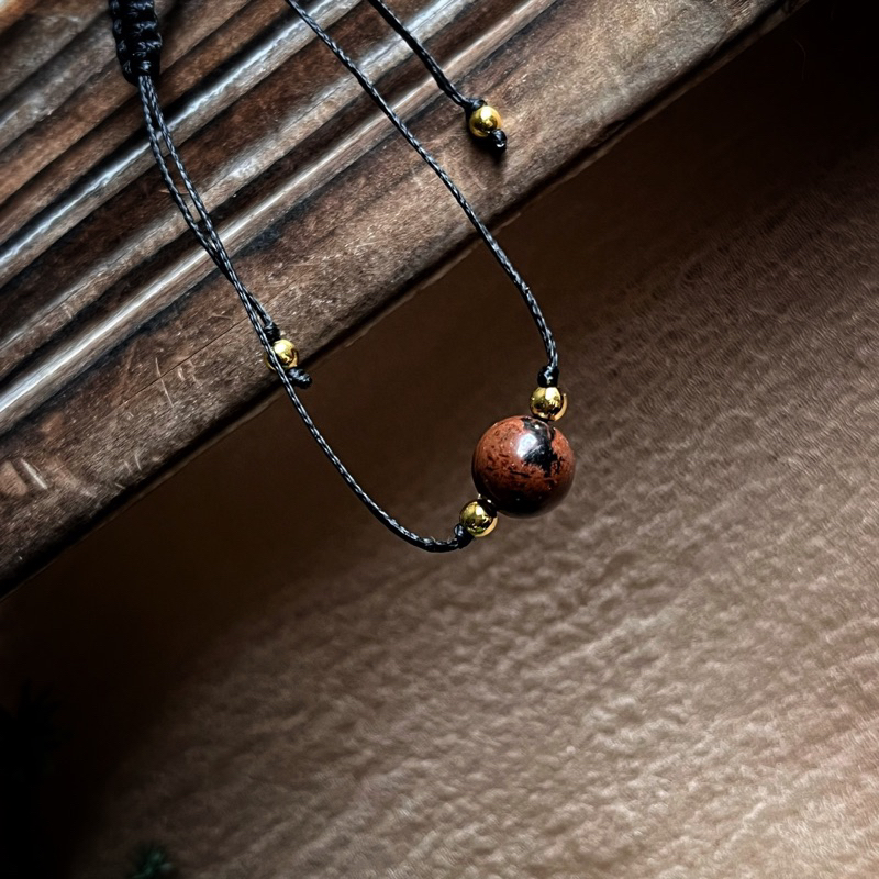 🇲🇽「靈魂幫浦」墨西哥紅木黑曜石南美蠟繩手鏈。 Mahogany Obsidian Bracelet:圖片 3