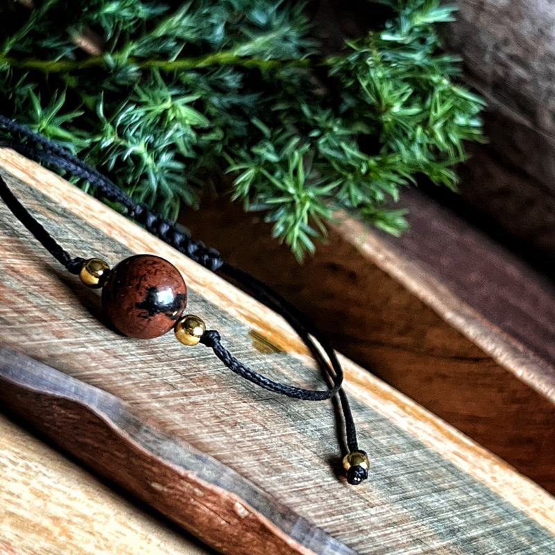 🇲🇽「靈魂幫浦」墨西哥紅木黑曜石南美蠟繩手鏈。 Mahogany Obsidian Bracelet:圖片 2