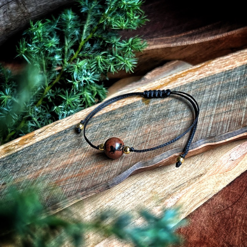 🇲🇽「靈魂幫浦」墨西哥紅木黑曜石南美蠟繩手鏈。 Mahogany Obsidian Bracelet