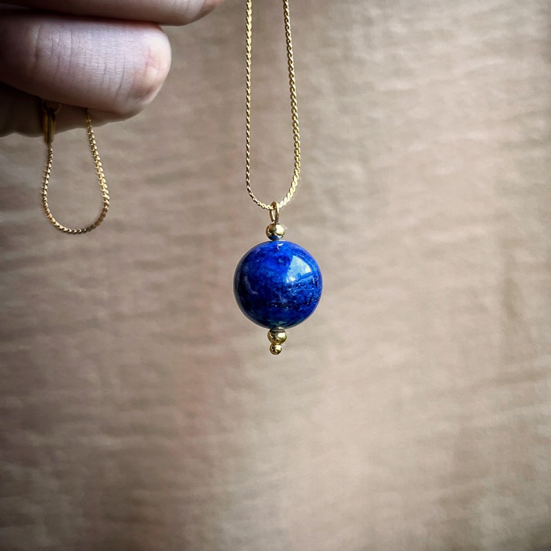 💫「靈感與實踐」頂級阿富汗青金石極簡18K金不鏽鋼項鍊。Gazer Lazurite Necklace:圖片 2