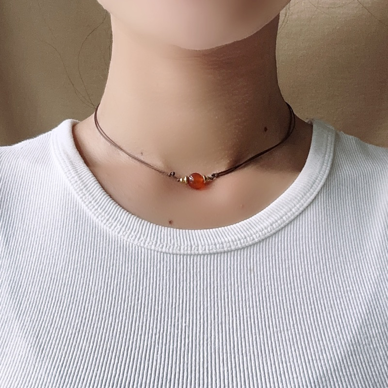 🇧🇷「戰士之石」巴西紅瑪瑙防水蠟繩項鍊。Red Agate Necklace:圖片 4