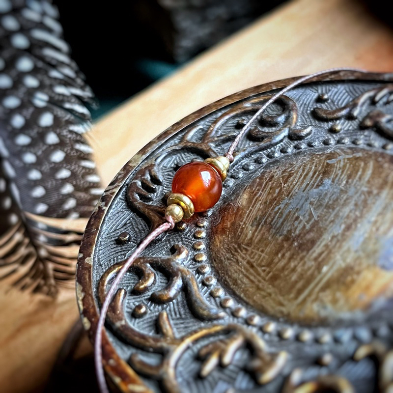 🇧🇷「戰士之石」巴西紅瑪瑙防水蠟繩項鍊。Red Agate Necklace