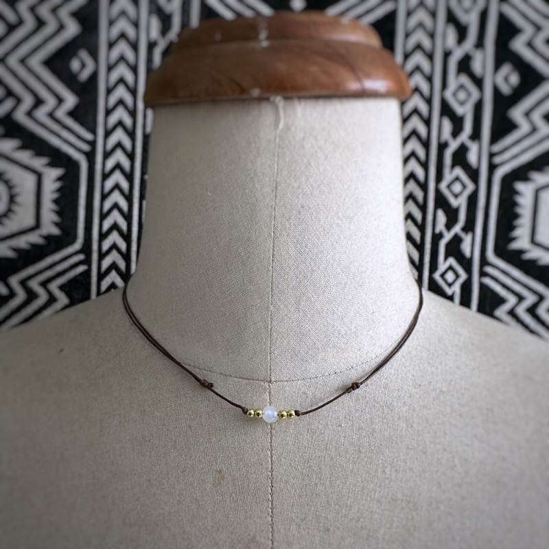 🇮🇳斯里蘭卡頂級藍光月光石防水蠟繩項鍊Gazer White Moonstone Necklace:圖片 4