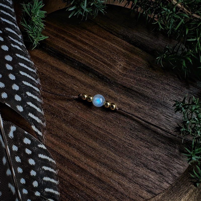 🇮🇳斯里蘭卡頂級藍光月光石防水蠟繩項鍊Gazer White Moonstone Necklace