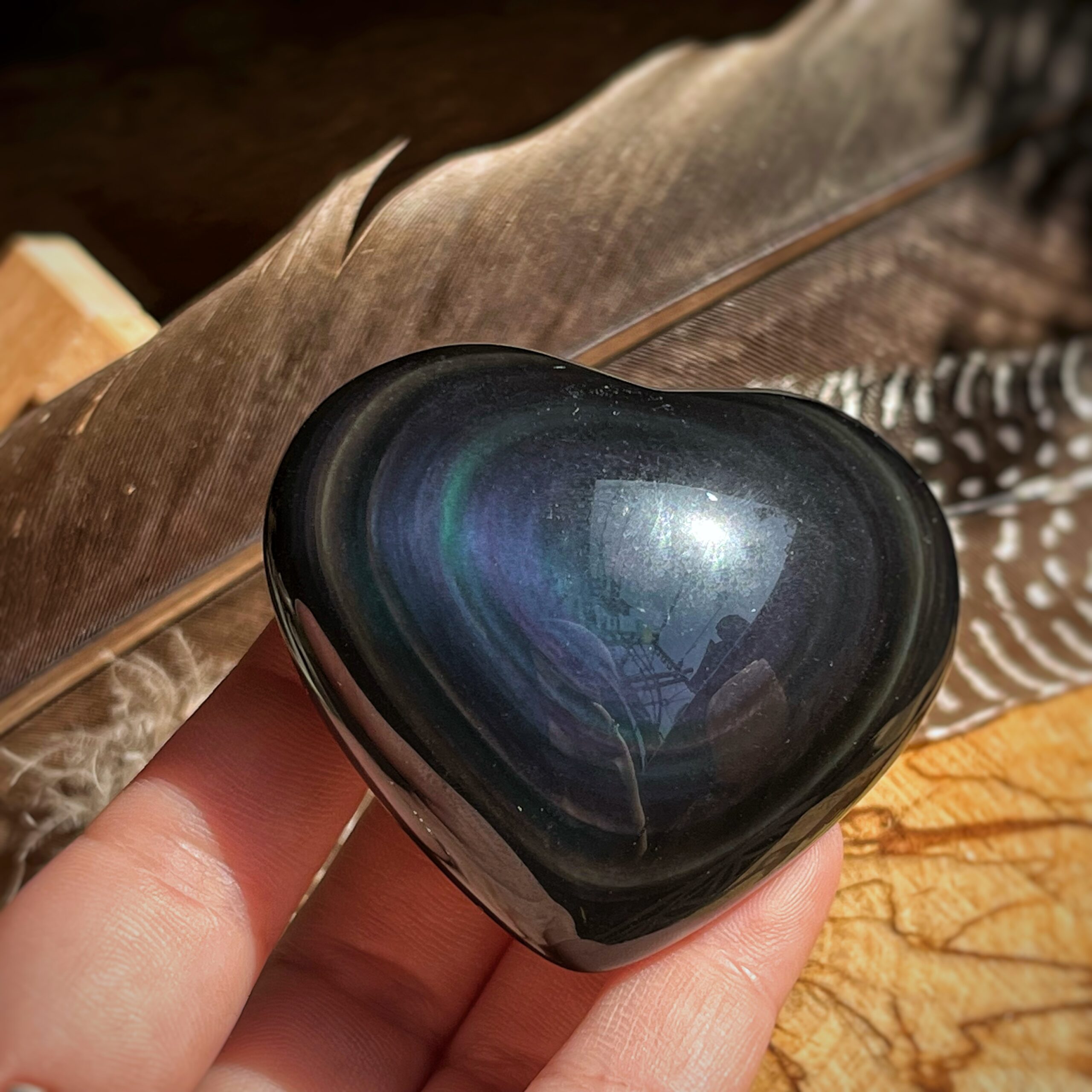 🇲🇽「愛與和平」墨西哥彩曜石愛心。Rainbow Obsidian Heart B:圖片 2