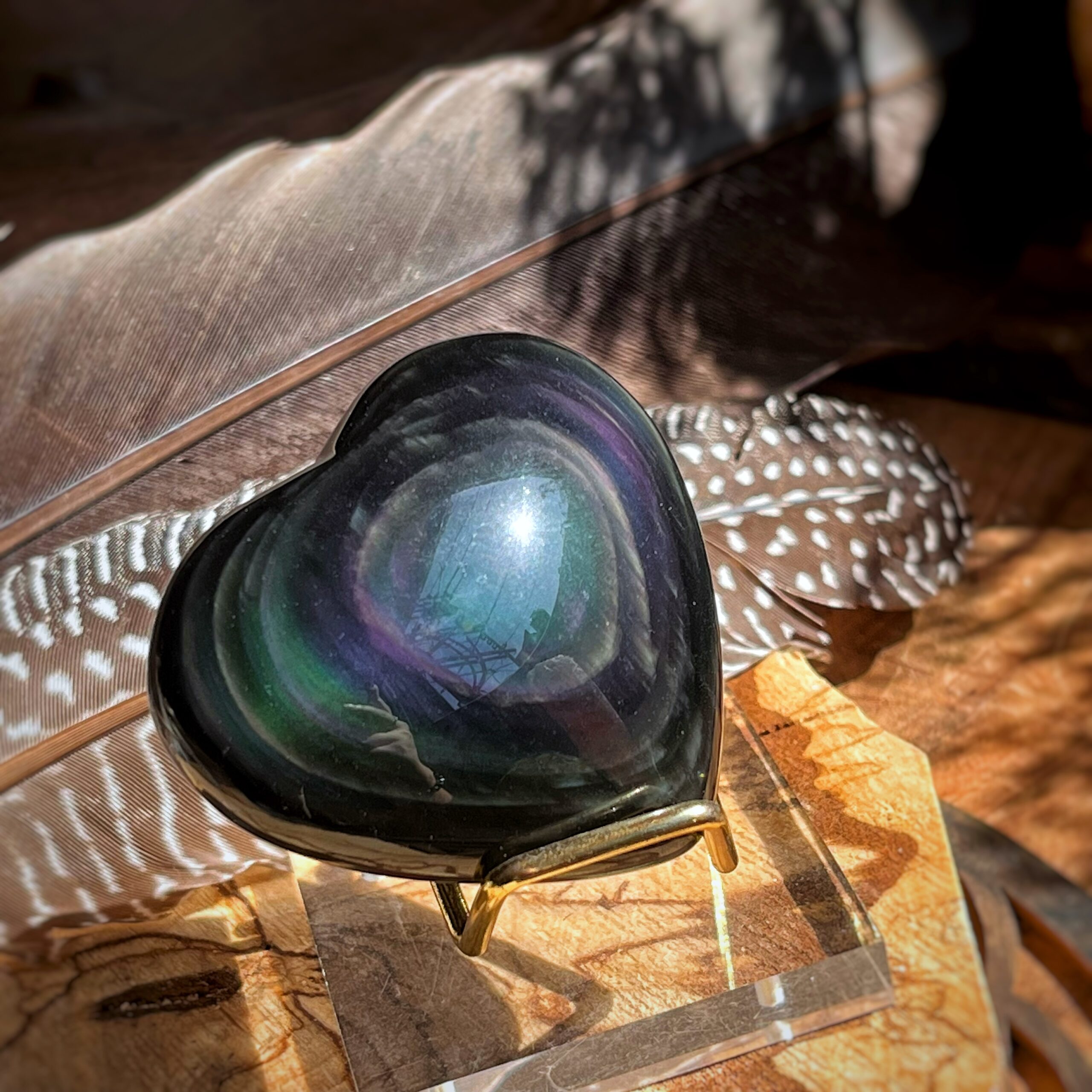 🇲🇽「愛與和平」墨西哥彩曜石愛心。Rainbow Obsidian Heart B