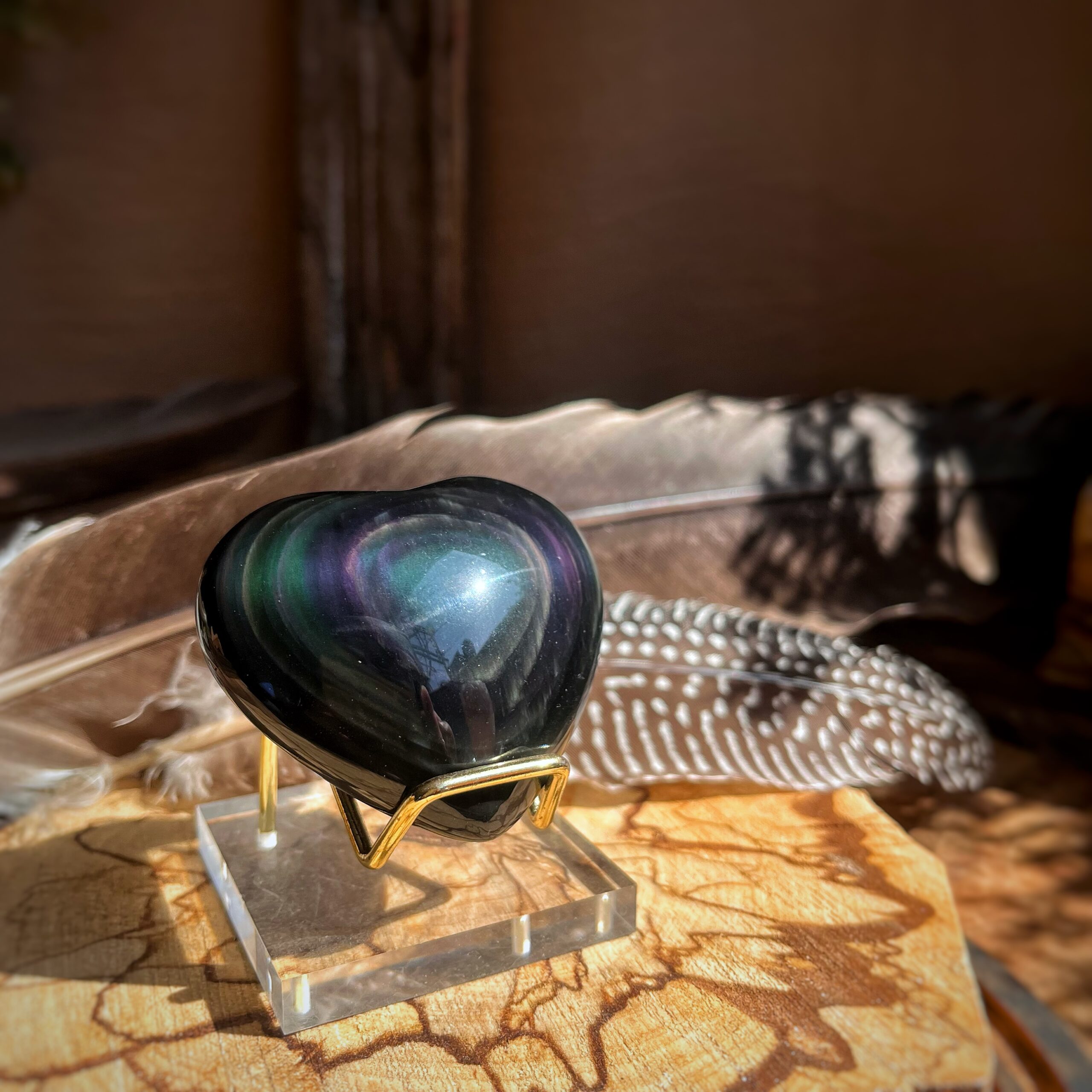 🇲🇽「愛與和平」墨西哥彩曜石愛心。Rainbow Obsidian Heart B:圖片 3