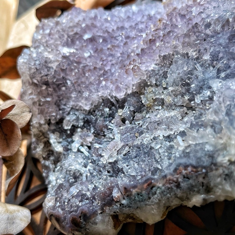 巴西稀有粉紫水晶異象水晶簇共生方解石花芽:圖片 2