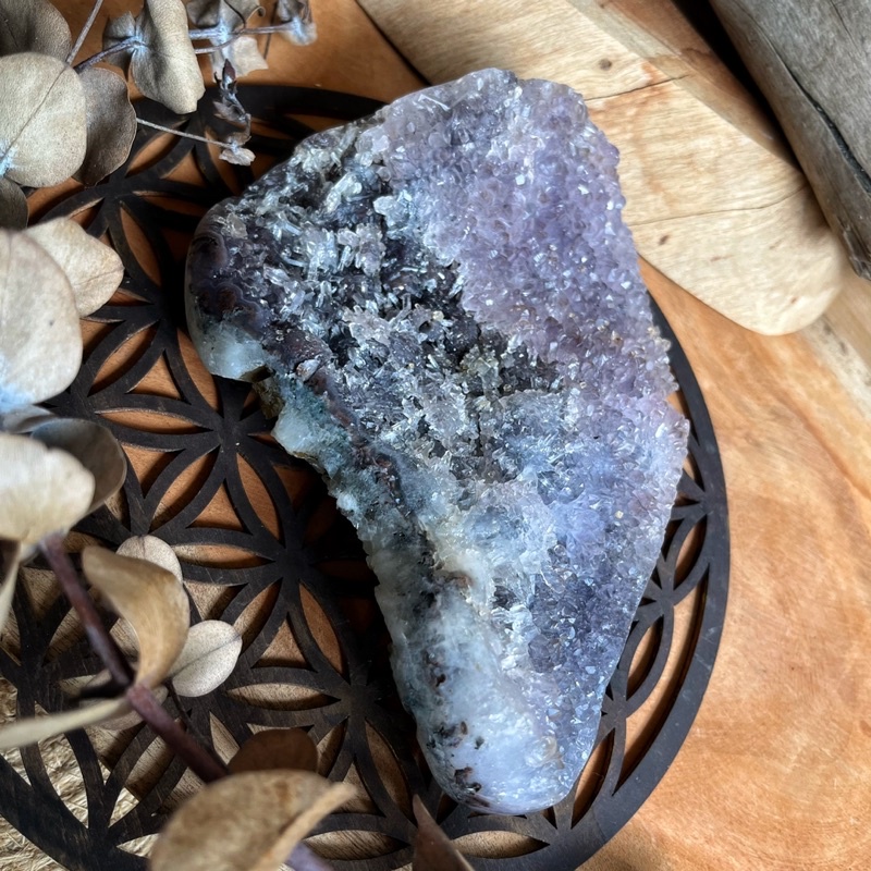 巴西稀有粉紫水晶異象水晶簇共生方解石花芽:圖片 3