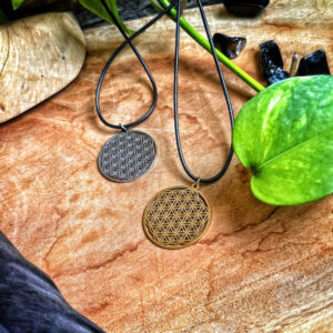 🇺🇸Flower of Life Necklace生命之花神聖幾何不銹鋼鍍K金防水蠟繩項鍊