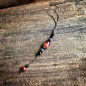 🇿🇦「海底輪」紅虎眼·太赫茲·黑碧璽礦石手機吊飾。