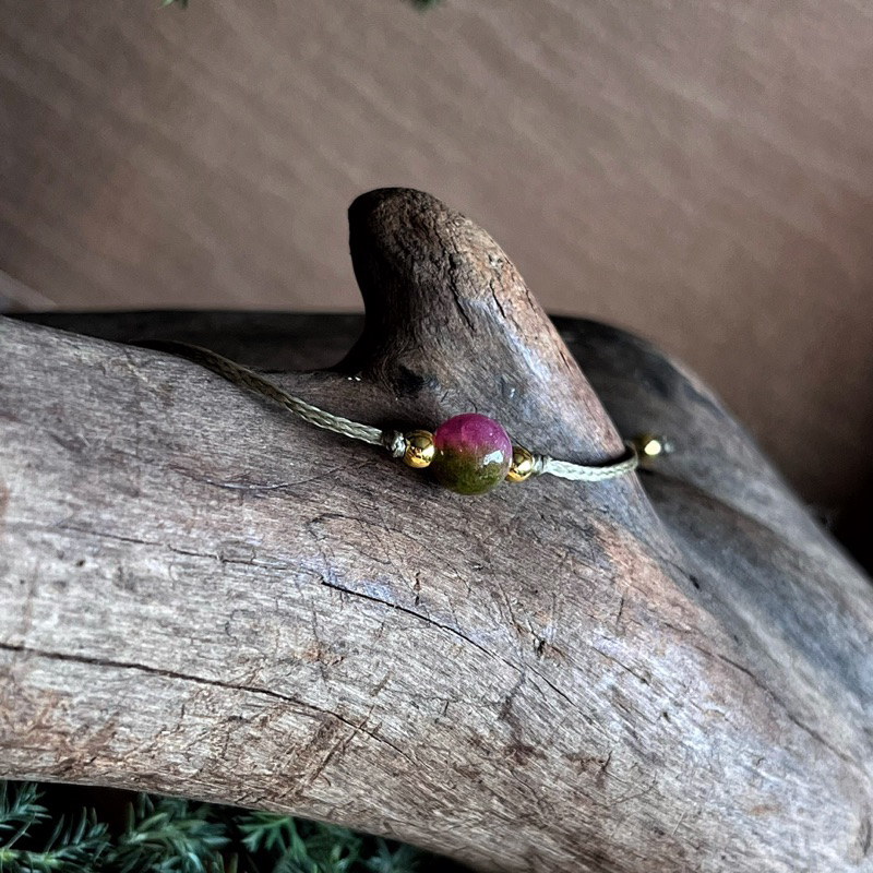 🇧🇷「治癒心石」西瓜碧璽南美蠟繩手鍊。Joy Stone Watermelon Tourmaline:圖片 2