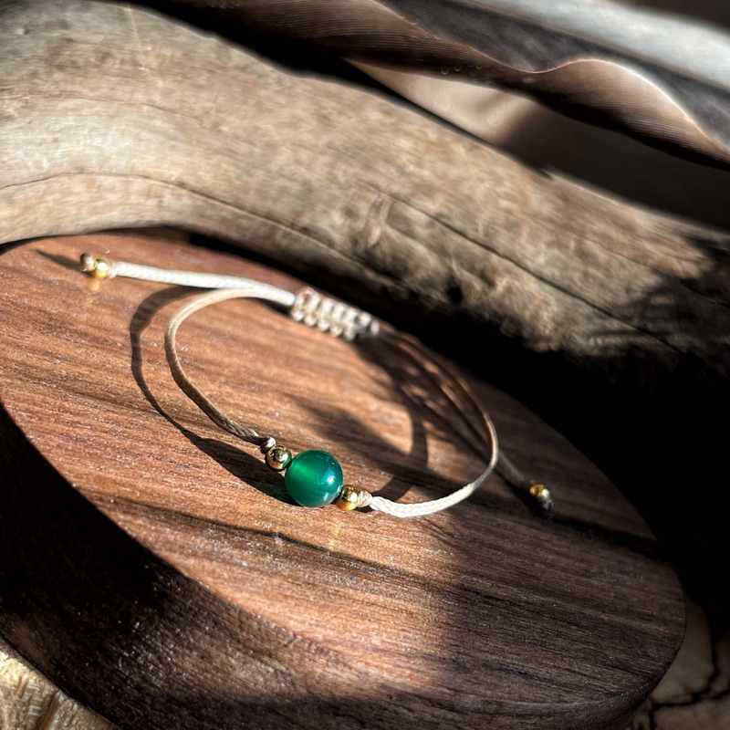 🇧🇷「更新與整合」巴西綠瑪瑙南美蠟繩手鍊。Green Agate Bracelet:圖片 3
