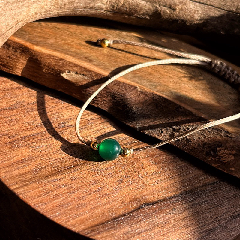 🇧🇷「更新與整合」巴西綠瑪瑙南美蠟繩手鍊。Green Agate Bracelet:圖片 2