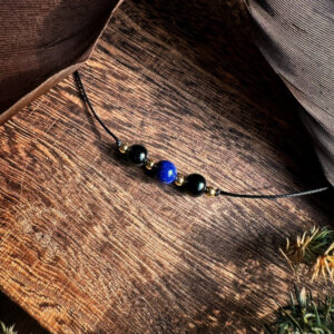🇲🇽「開創根基」青金石·黑曜石防水蠟繩項鍊。Lazurite & Obsidian Necklace