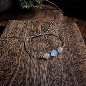 🇮🇳「日月之光」藍光月光石&太陽石南美蠟繩手鍊。Moon stone & Sun stone Bracelet.