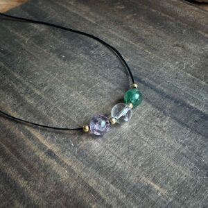💫客製化訂單·下單處。紫阿賽斯特萊石· 白水晶·綠草莓晶南美蠟繩手鏈。Azeztulite, Clear Quartz, and Green Strawberry Quartz Bracelet.