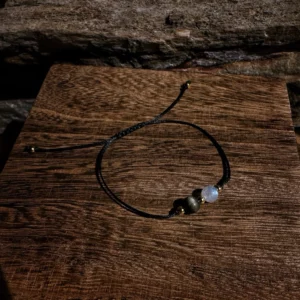 💫【守護與直覺】金曜石·藍月光石南美蠟繩手鏈