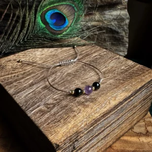 🇧🇷【寧靜守護】黑曜石·巴西夢幻紫水晶南美蠟繩手鏈。Obsidian & Amethyst Bracelet