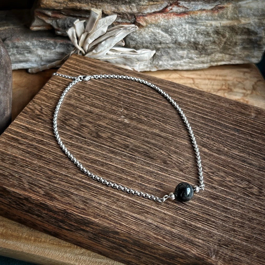 🇿🇦「藝人之石」南非黑虎眼石不鏽鋼項鍊。Black Tiger's Eye Necklace:圖片 2