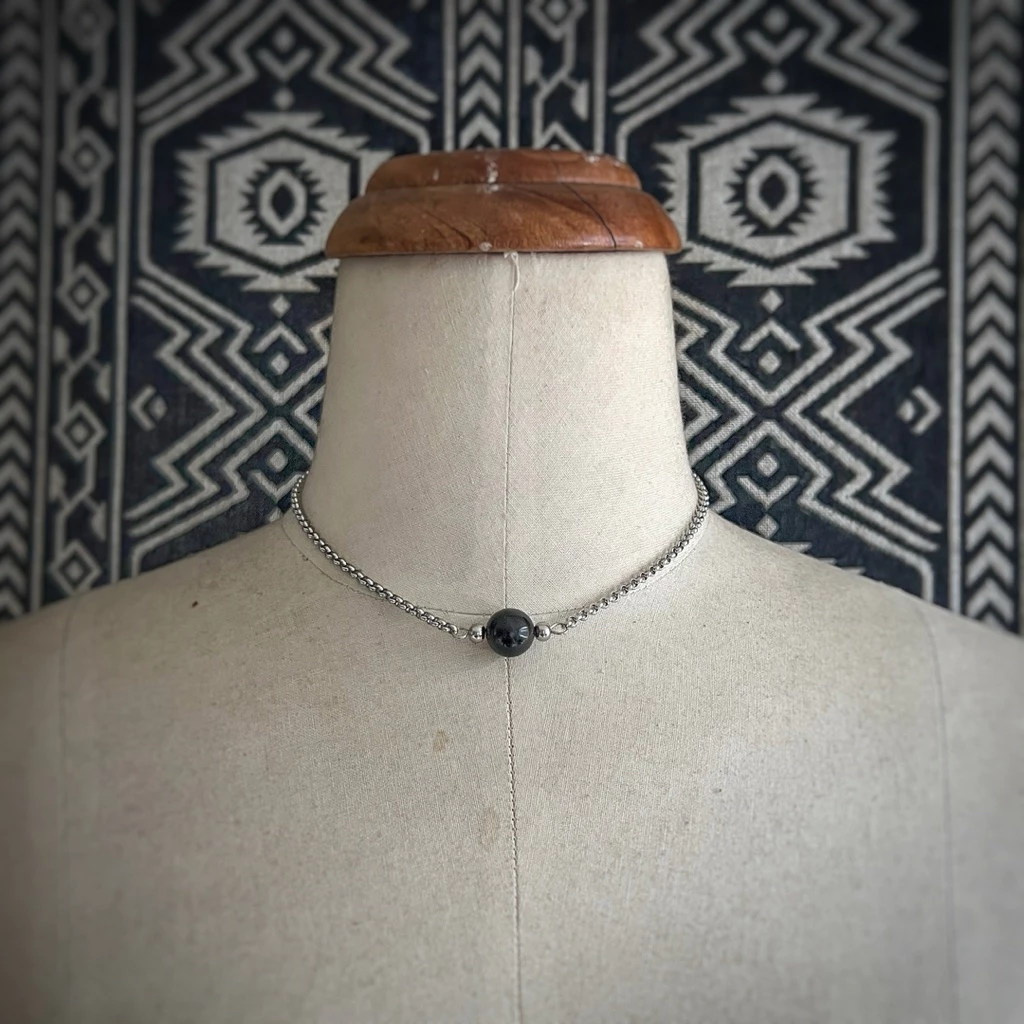 🇿🇦「藝人之石」南非黑虎眼石不鏽鋼項鍊。Black Tiger's Eye Necklace:圖片 3