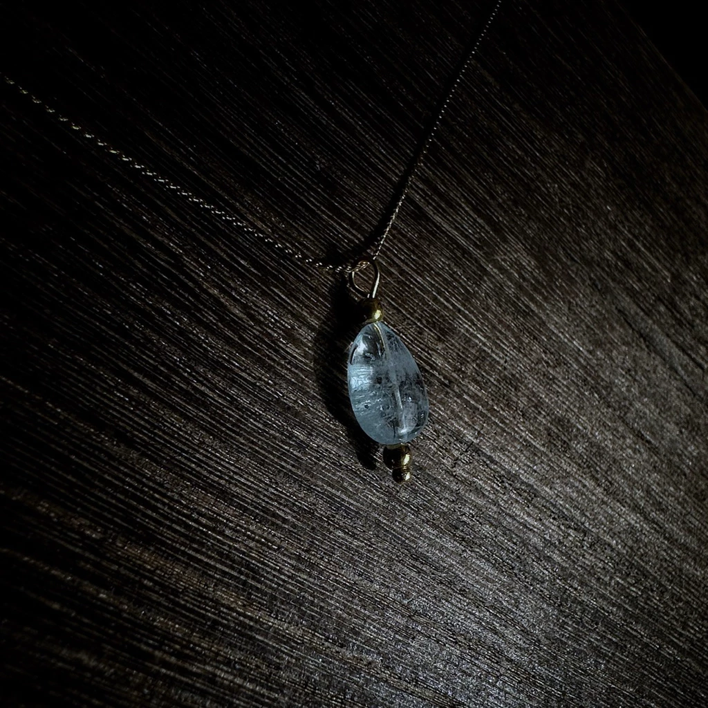 🌊 「無畏與平靜」巴西海藍寶極簡18K金不鏽鋼項鍊。Aquamarine Bracelet:圖片 3