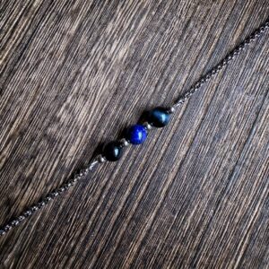 🌙 【穩心守護】黑曜石・青金石・藍虎眼極簡鈦鋼手鏈。 Obsidian · Lapis Lazuli · Blue Tiger’s Eye Bracelet.