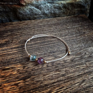 🌙【客製化訂單】綠幽靈・紫幽靈南美蠟繩手鍊。Green & Purple Phantom Quartz Bracelet.